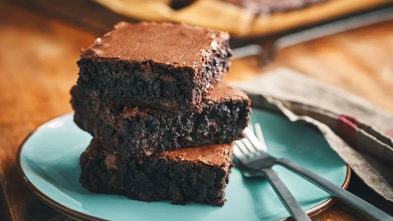 Mayo brownies batter being mixed for a fudgy texture